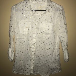 White and Gold Polka dot dress shirt